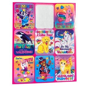 Lisa Frank Vtg 1990s Valentines Stickers 1 Sheet Incomplete